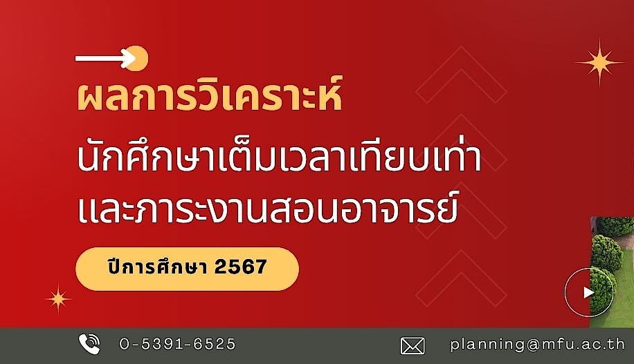 ผลการวิเคราะห์นักศึกษาเต็มเวลาเทียบเท่า และภาระงานสอนอาจารย์ ปีการศึกษา 2567